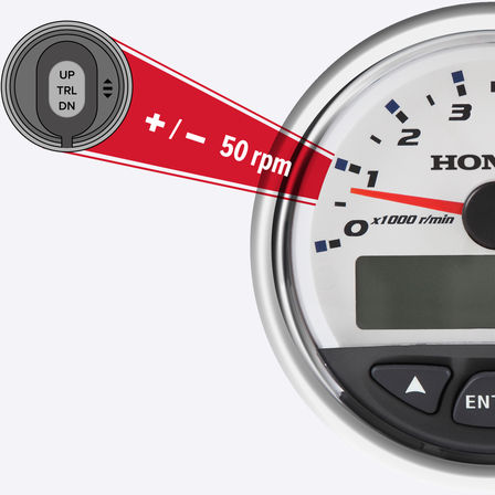 close up illustration of the honda outboard engine speedometer