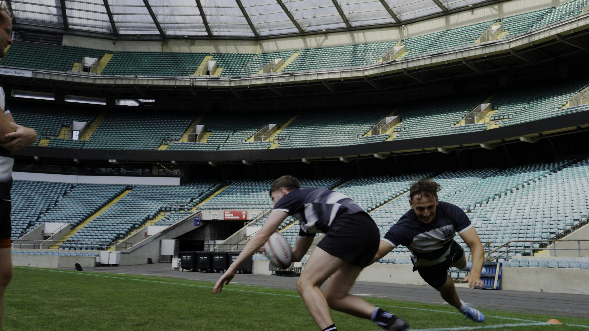 Ben Johns running onto the pitch