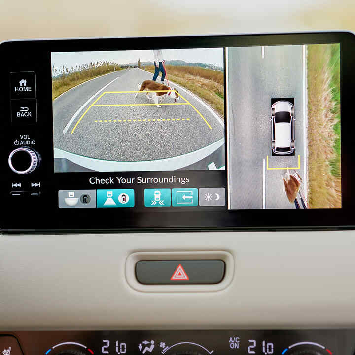 Close up of Digital parking display with Multi-view camera system.