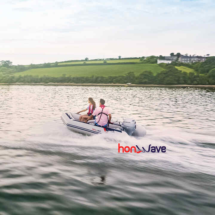 Couple on a boat in open water