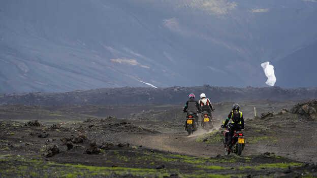 HAR riders in Iceland with mountainous terrain