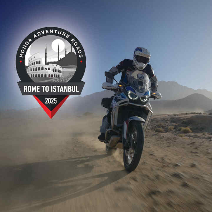 HAR rider in Morocco on dusty terrain.