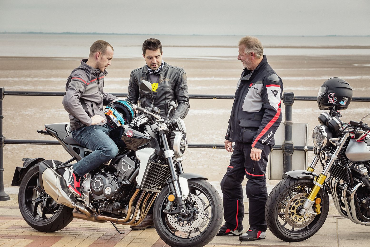 dan lifoot on the hondqa cb1000r neo sports cafe with his dad