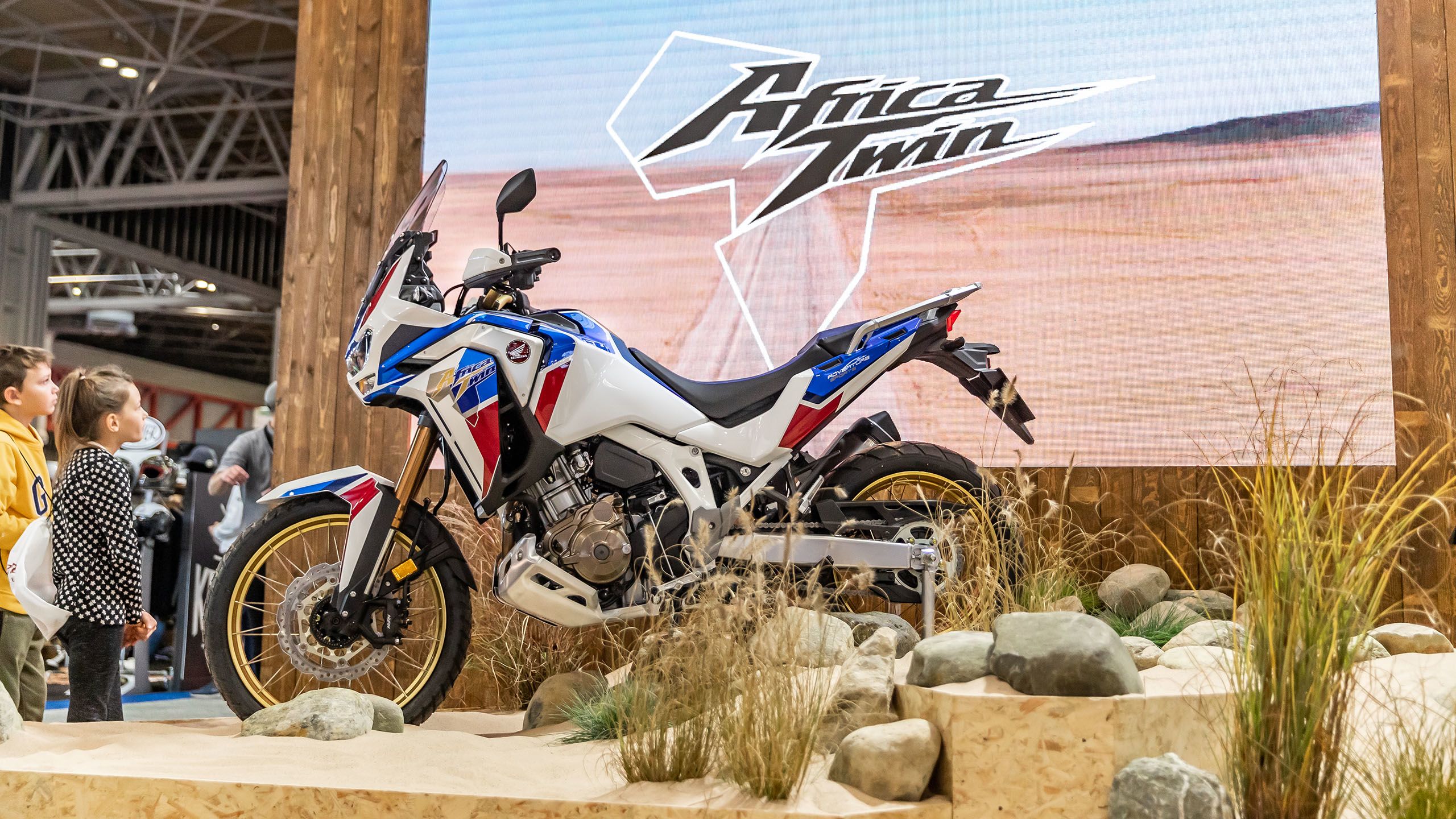 2020 Honda Africa Twin on stand at Motorcycle Live 2019 at Birmingham NEC