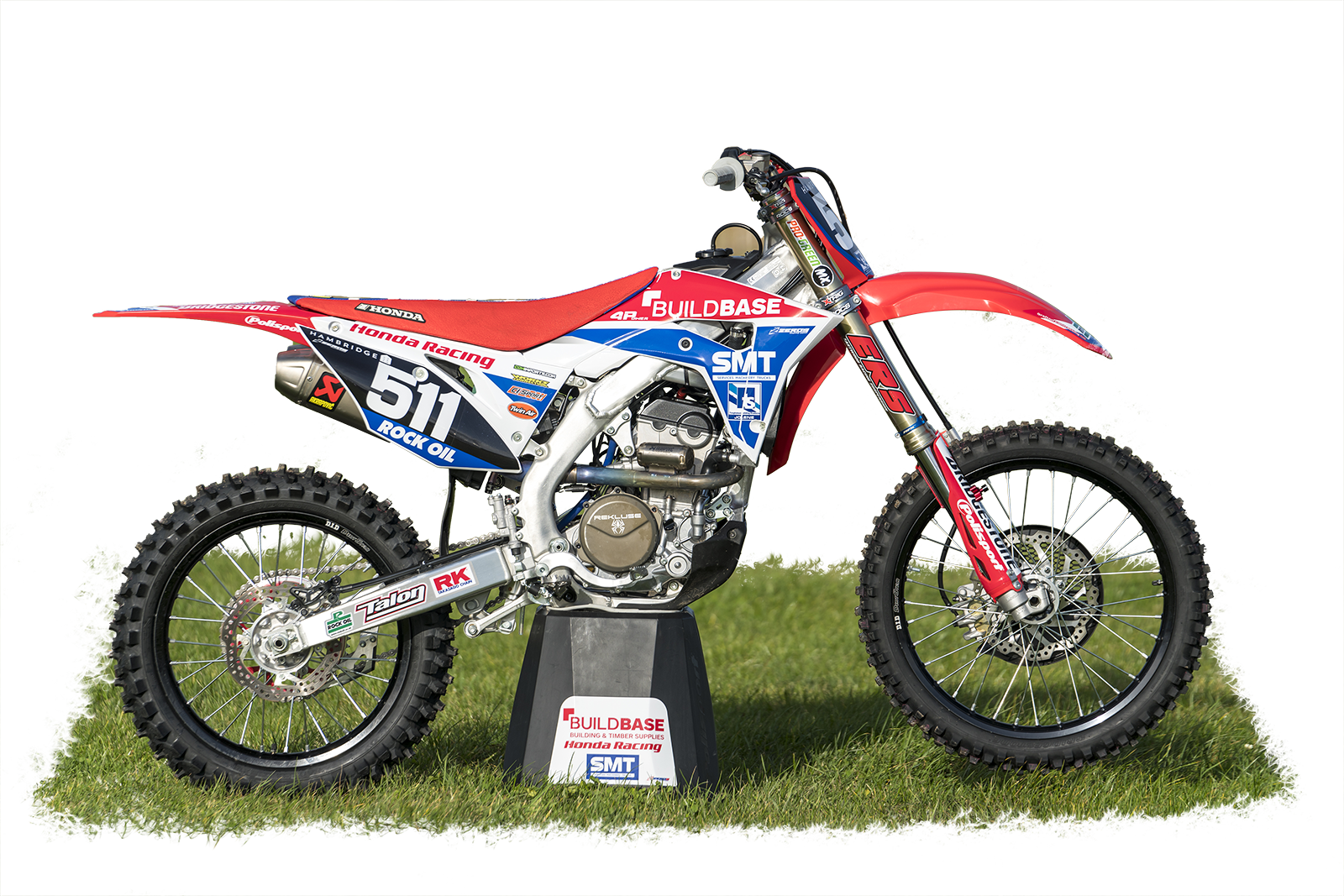 Side view of Buildbase Honda Racing MX team bike